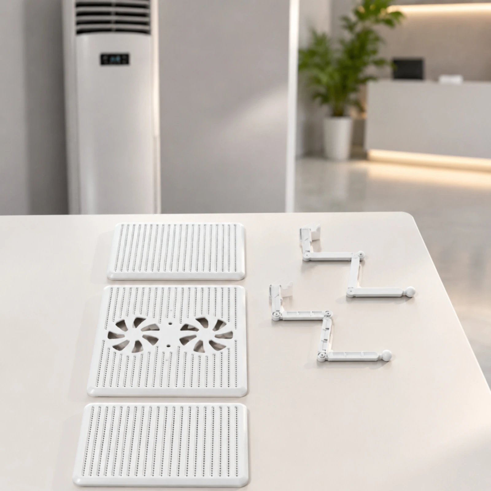 2 Pieces Cabinet Air Conditioner Deflector Snap-on Air Conditioner Wind Deflector with Perforated Panel Adjustable No-Drill