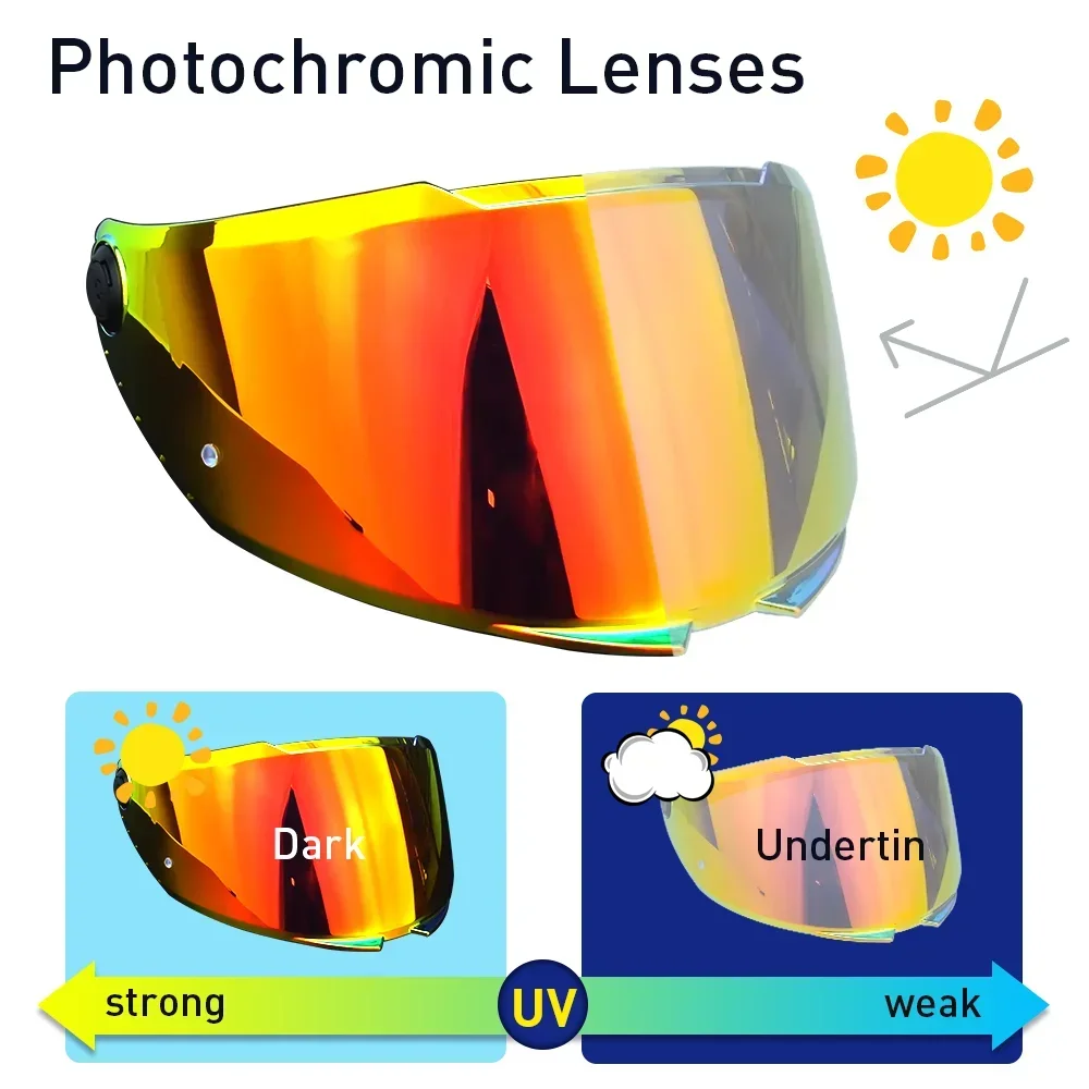 Photochromic Visor for THUNDER 4 SV STINGER 2 V-28B UV Protection Helmet AccessoryHigh-definition VisionQuality Assurance