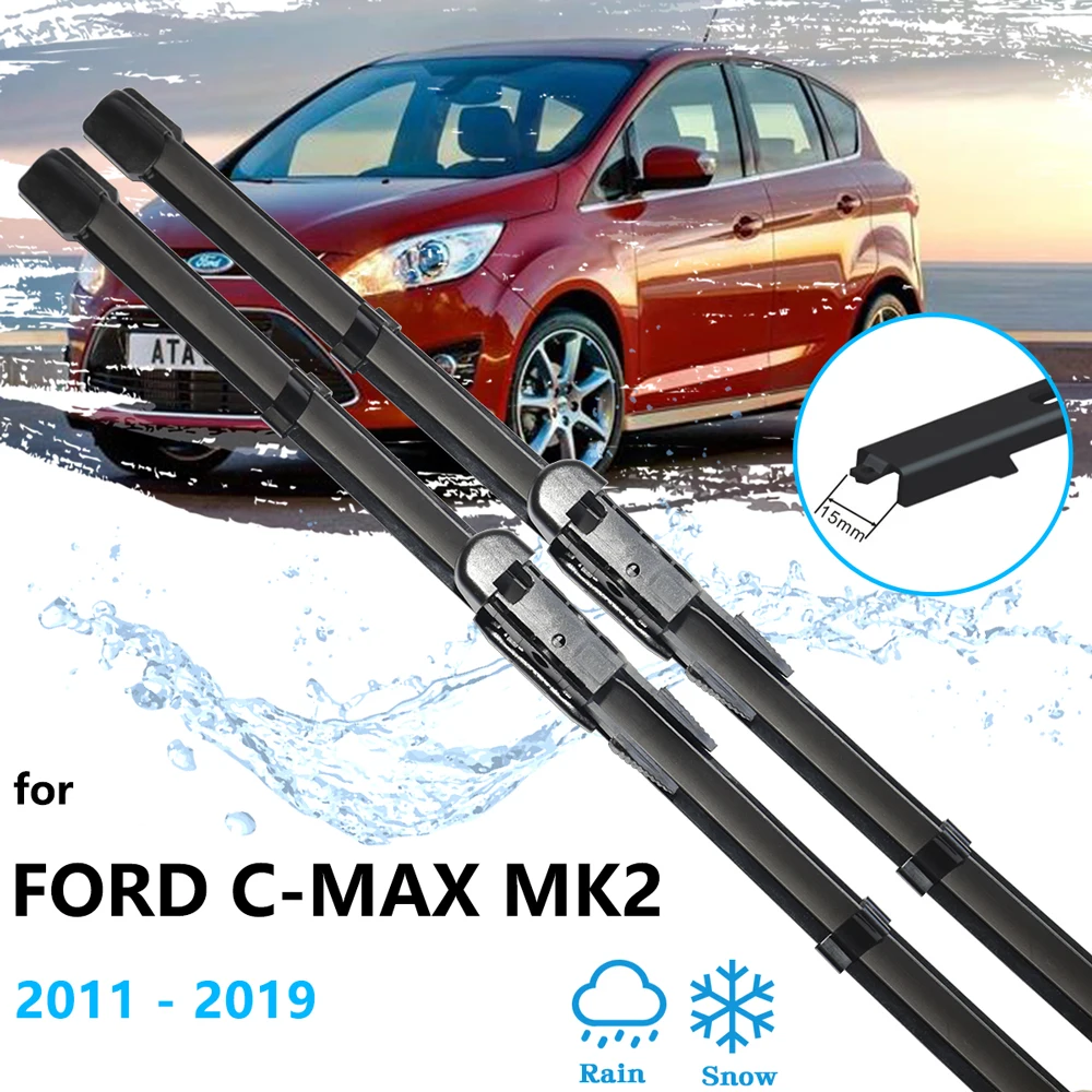 

2x For Ford C-Max MK2 2011~2019 Car Windshield Windscreen Front Window Wiper Blades Rubber Cutter Cleaning Hatchback Motor Parts