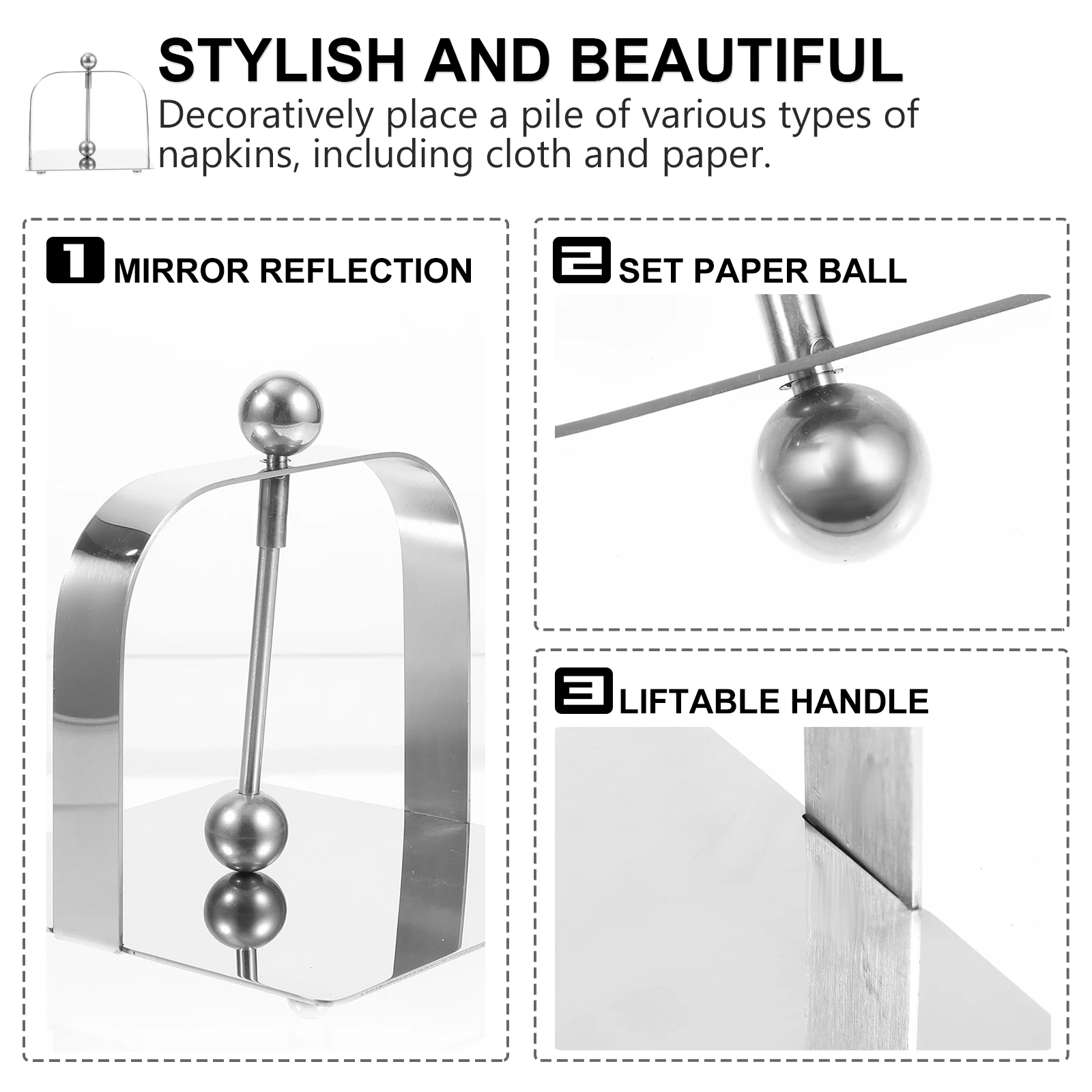 

Napkin Holder Door-shaped Tissue Paper Towel Mounted Stainless Steel Brushed Flat Stand