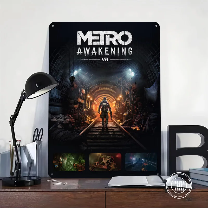 Metro Awakening VR Game Cover Metal Poster Customized Wall Art Retro Vintage Tinplate Signs for Fans Bathroom Decor Wand Deko