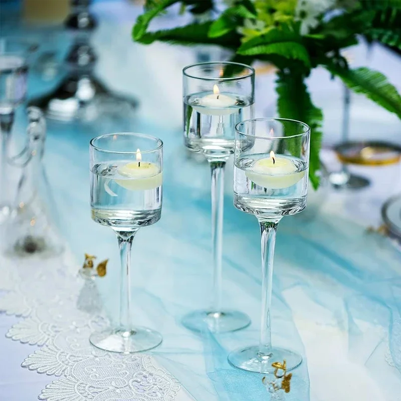 3PCS/Set Glass Candle Holders Romantic Simple Wedding Decor Elegant Ideal Dinner Candle Holders  Cup Party Table Decorations