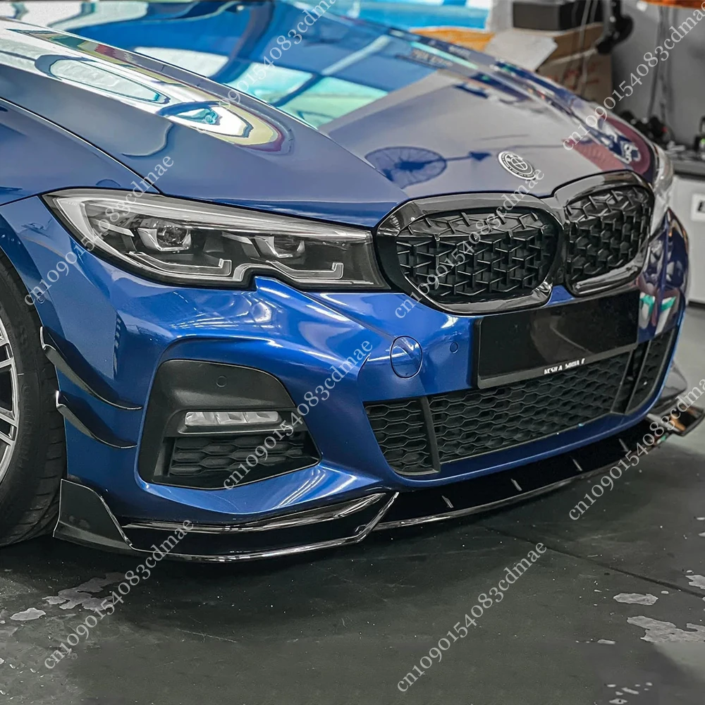 Carbon Look Front Bumper Lip Spoiler Splitter Diffuser Cover Canards tuning For BMW 3 Series G20 G21 2019-2022 M Pack Bodylit