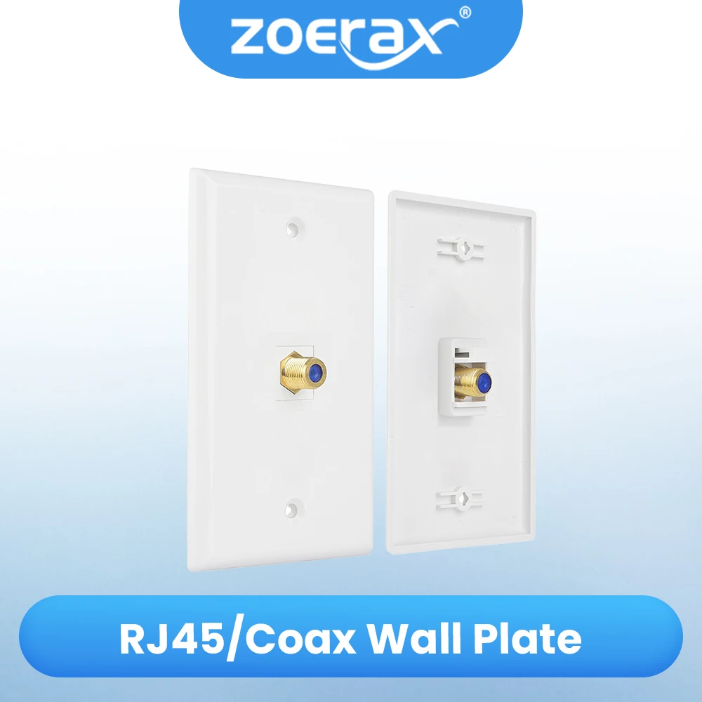 ZOERAX Coax Wall Plate 1/10-Pack, 1/2/3-Port TV Cable Wall Plate 3GHz F-Type Keystone Wall Jack for Coaxial Cable, Single Gang
