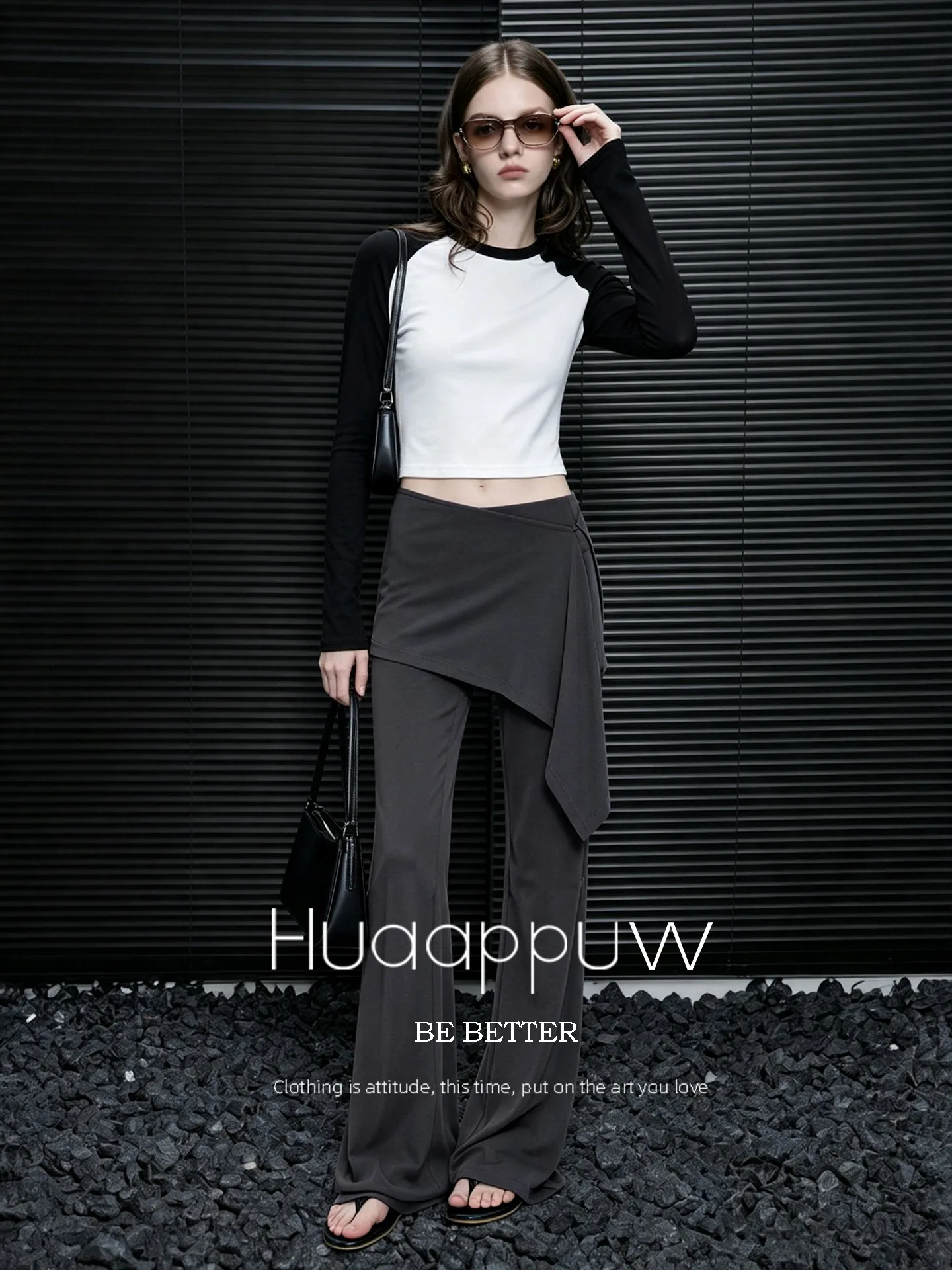 Huaappuw Comfortable Skin-Friendly Casual Pants Women's Early Autumn New Style Slim Micro Flared Yoga Pants High Waist Bell B...