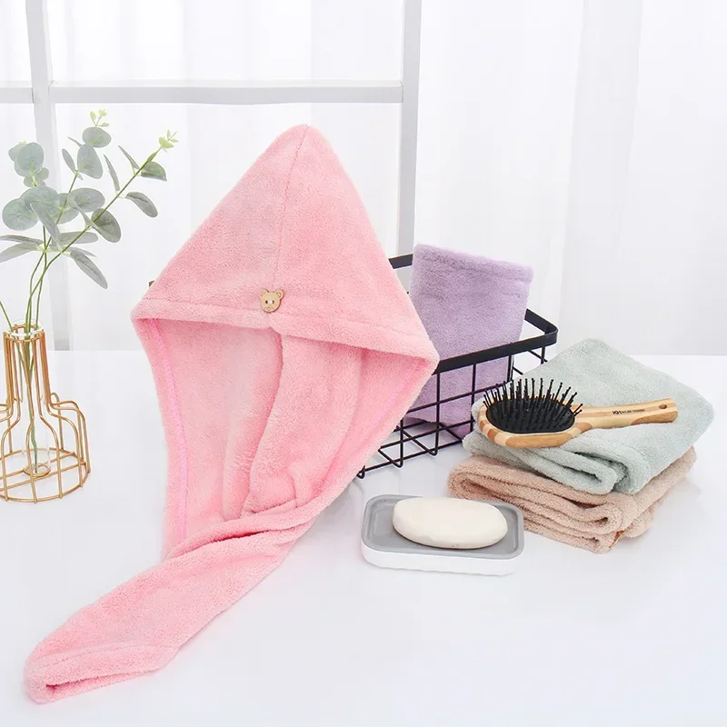 Women Hair Drying Hat Quick-dry Microfiber Hair Towel Cap Hat Bath Hat Solid Towel Cap Super Absorption Turban Hair Dry Cap