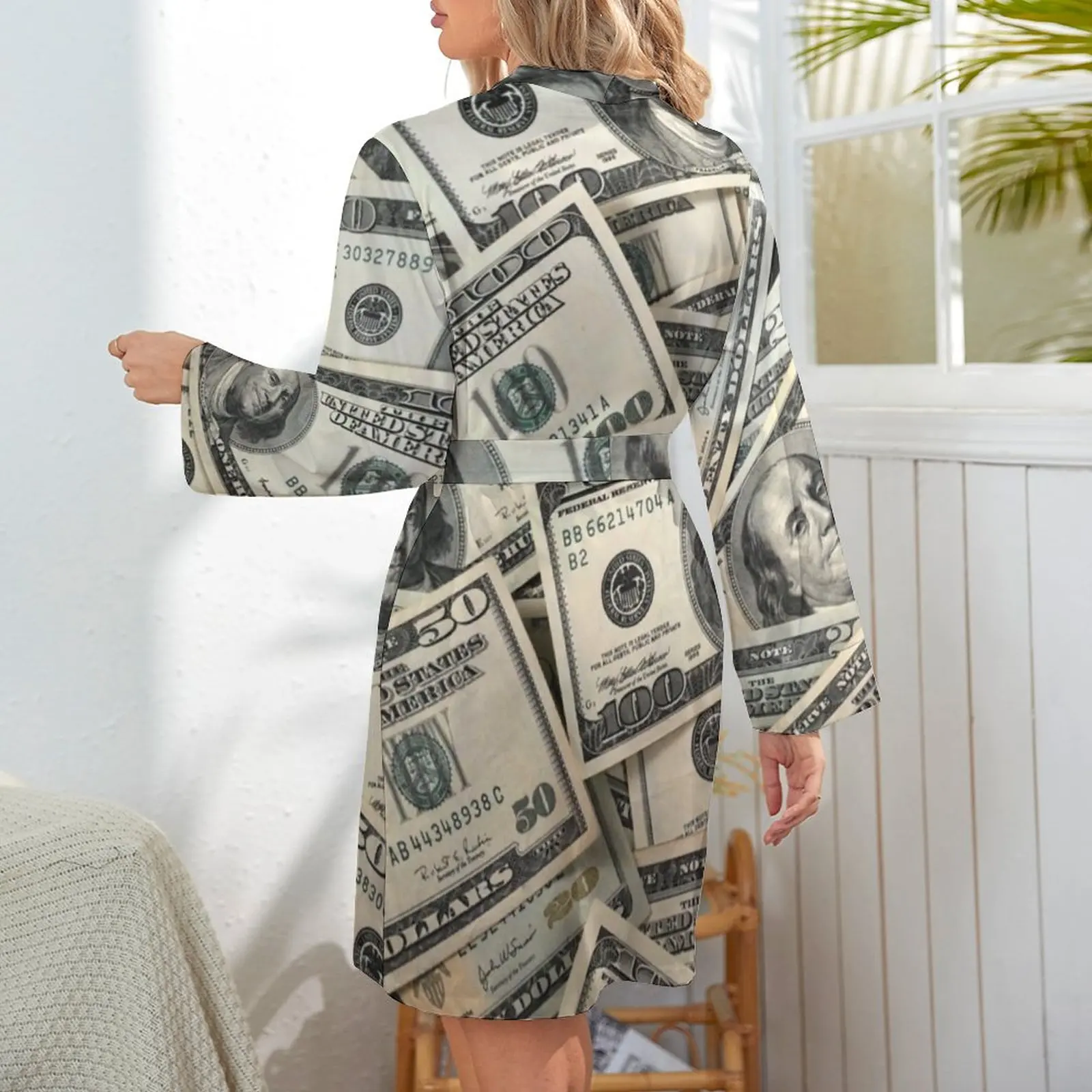 Dollar Pajama Robe Money Wrap comodo abito moglie stampato Lounge indumenti da notte caldi