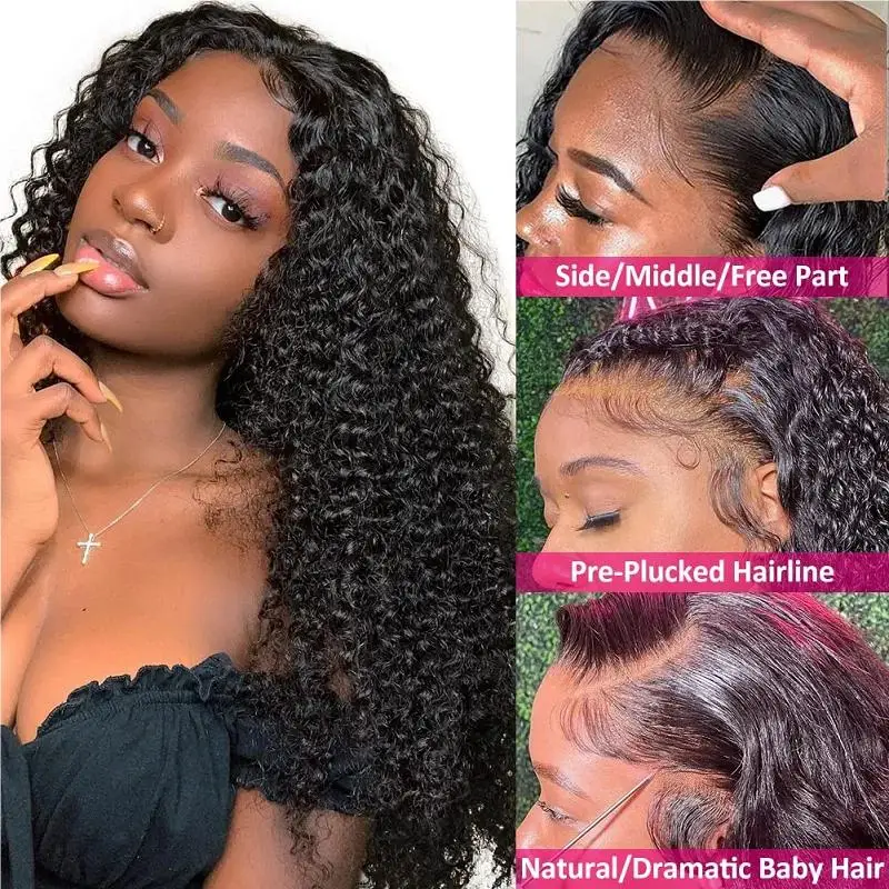 Wear And Go Pre Cut PrePlucked Glueless Wig 6x4 5x5 Deep Wave Lace Closure Human Hair Wig Transparent Lace Closure Curly Wig 200