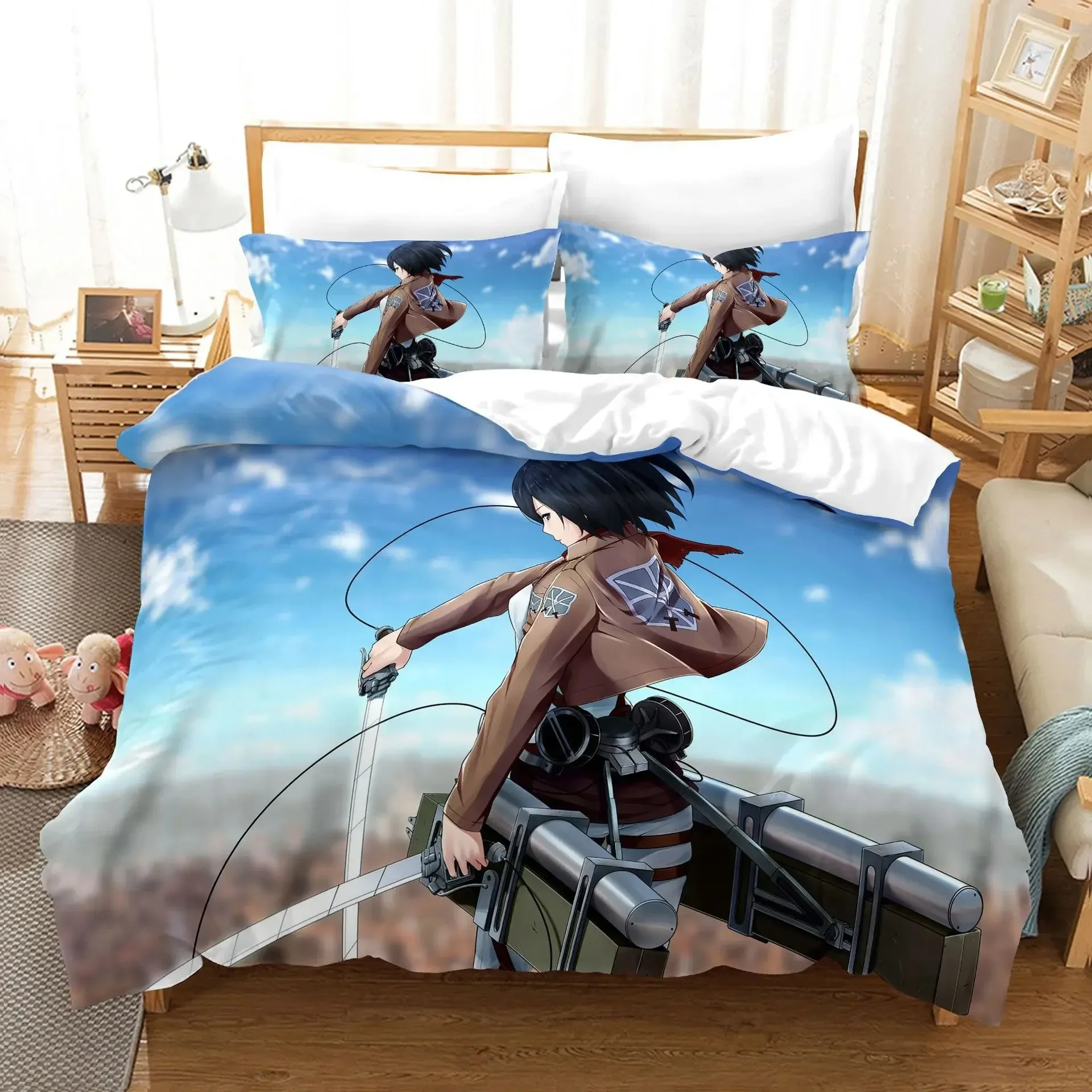 3d ataque em titã conjunto de cama único gêmeo completo rainha rei tamanho ataque em titã conjunto cama crianças quarto do miúdo conjuntos capa edredão