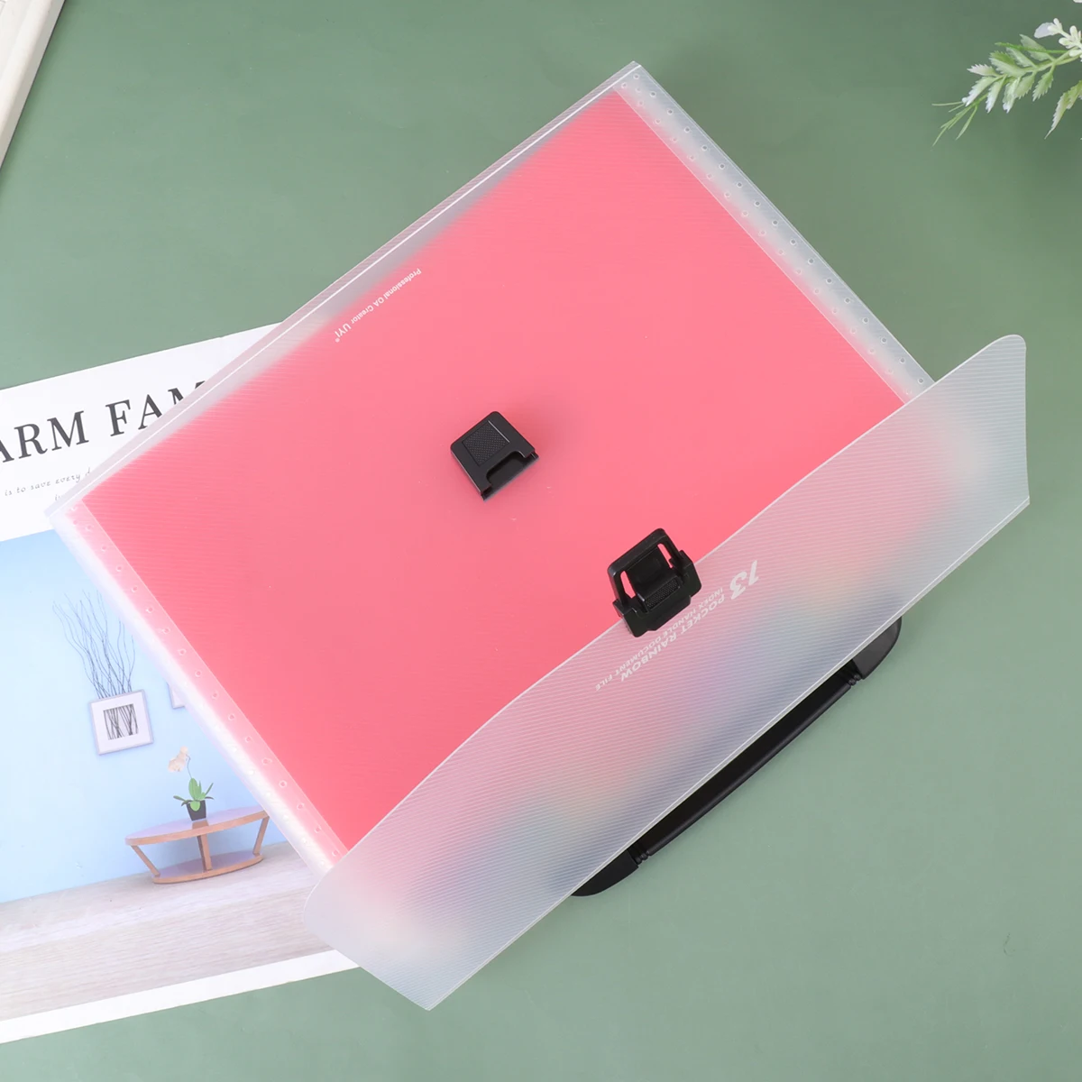 

A4 File Folder Plastic Document Bag Multilayer Portable Students Accessories 13 Pockets Bright Office School