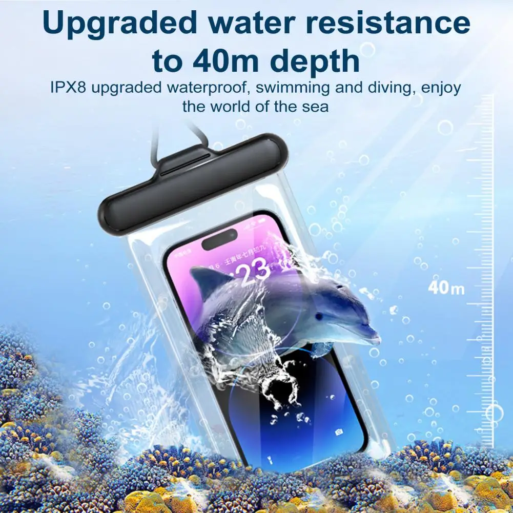 Funda impermeable para teléfono, bolsa Universal impermeable para teléfono con cordón para kayak en la playa, Protector de pantalla táctil para natación