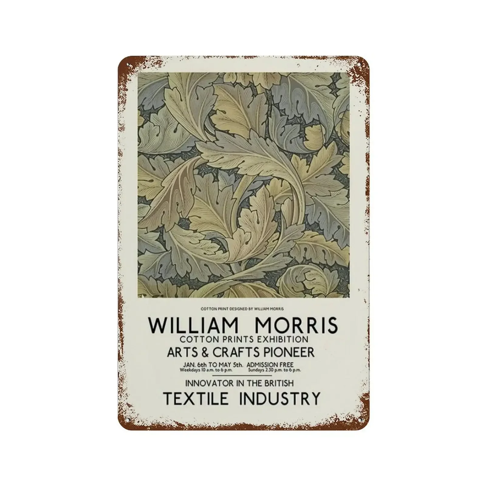 William Morris Metal Signs Museum Exhibition Posters Gallery Modern Tin Signs Wall Art Retro Flower Pictures for Living