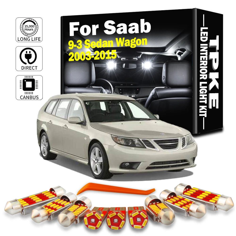 TPKE 21Pcs LED Interior Dome Door Foot Light Car Bulbs Kit For Saab 9-3 93 YS3F Sedan Wagon 2003- 2013 2014 2015 Sun Visor Lamp