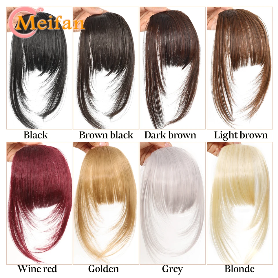 الانفجارات الحادة الطبيعية المستقيمة الاصطناعية الطبيعية البني الأسود كاذبة هامش كليب في الانفجارات الشعر الأمامية مع هامش للنساء #6