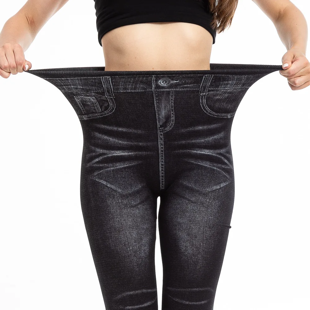 2025 nouvelle mode plissée impression imitation denim leggings femmes sexy hanche-levage super élastique grande taille leggings