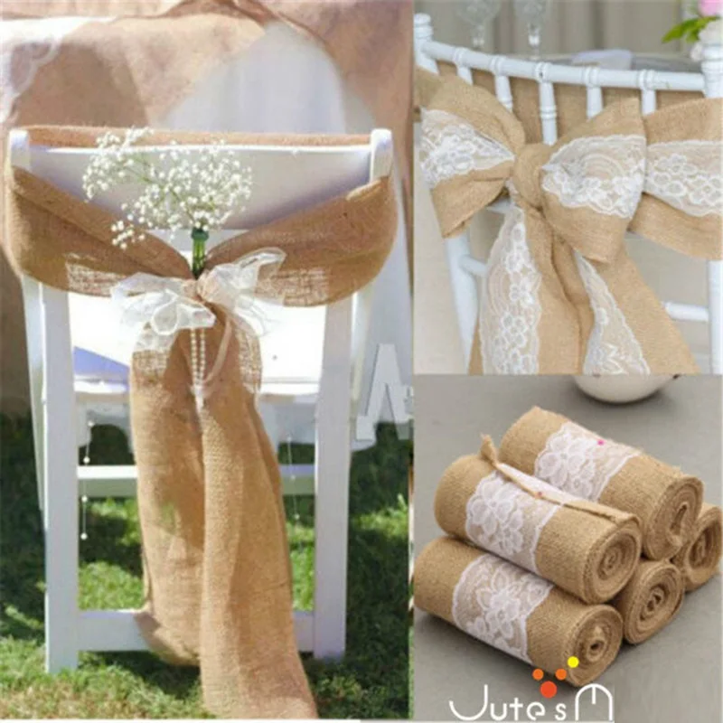 

Linen Chair Back Decorative Bow, Lace Chair Back Yarn, Wedding Event Decoration, Table Runner, Roll Party