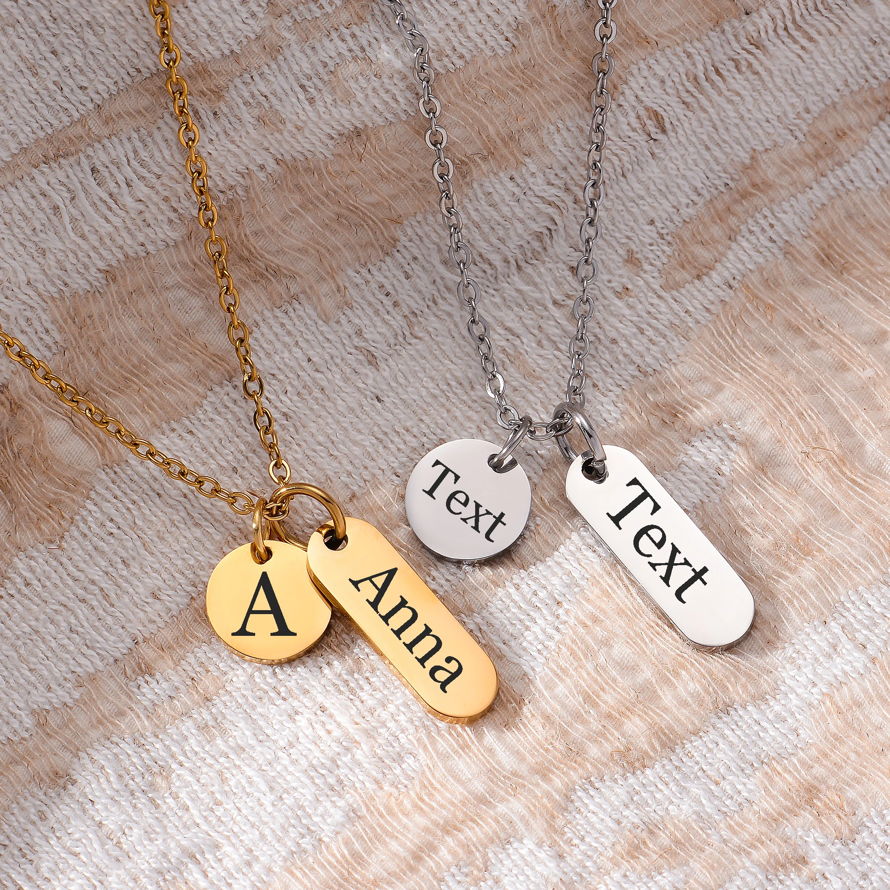 

Personalized Stainless Steel Necklace for Women Men Fashion Minimalist Engraved Laser Stainless Steel Necklace Jewelry