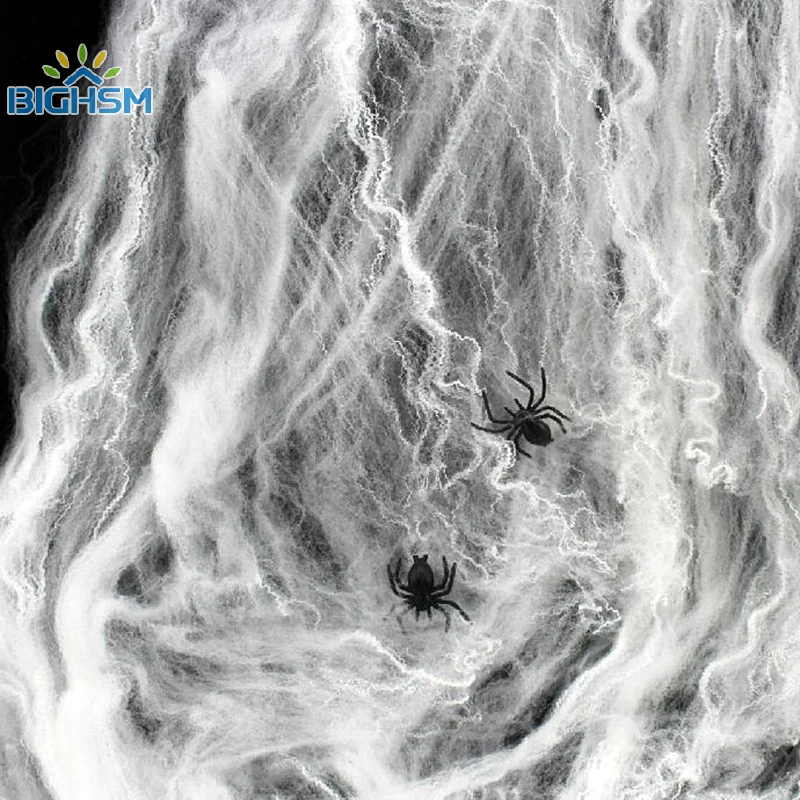ตกแต่งฮาโลวีนประดิษฐ์ Spider Web ยืด Cobweb น่ากลัวปาร์ตี้ตกแต่งฮาโลวีนสําหรับบาร์บ้านผีสิงฉาก Props