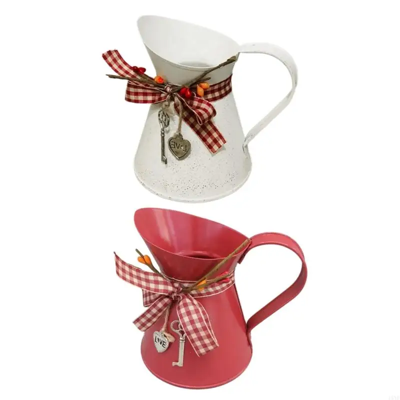 Galvanized Flower Vases Pitcher Containers for Keep Arrangement Country Interior