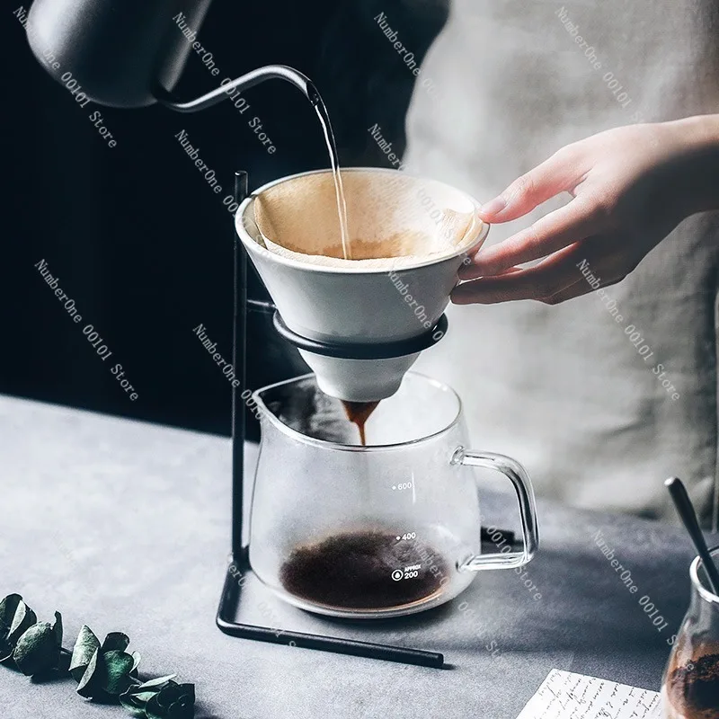 Home Coffee Pour Over Set A5L Manual Drip Coffee Maker Kit Glass Server Filter Paper Filters Brewing Rack Stand Complete Starter