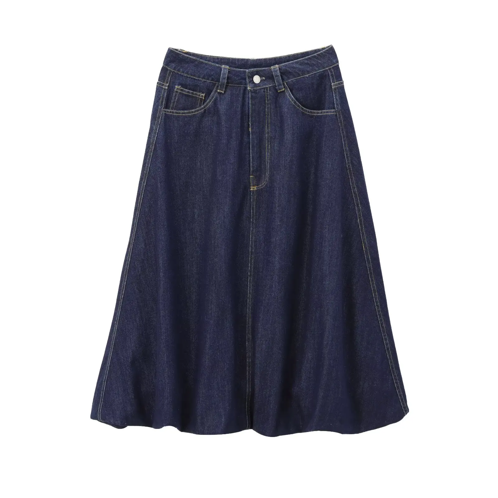 Brangdy TRAF 2024 Women's Denim Skirt Woman Skirts Clothing Y2k Korean Dongdaemun High Quality  Maxi Midi