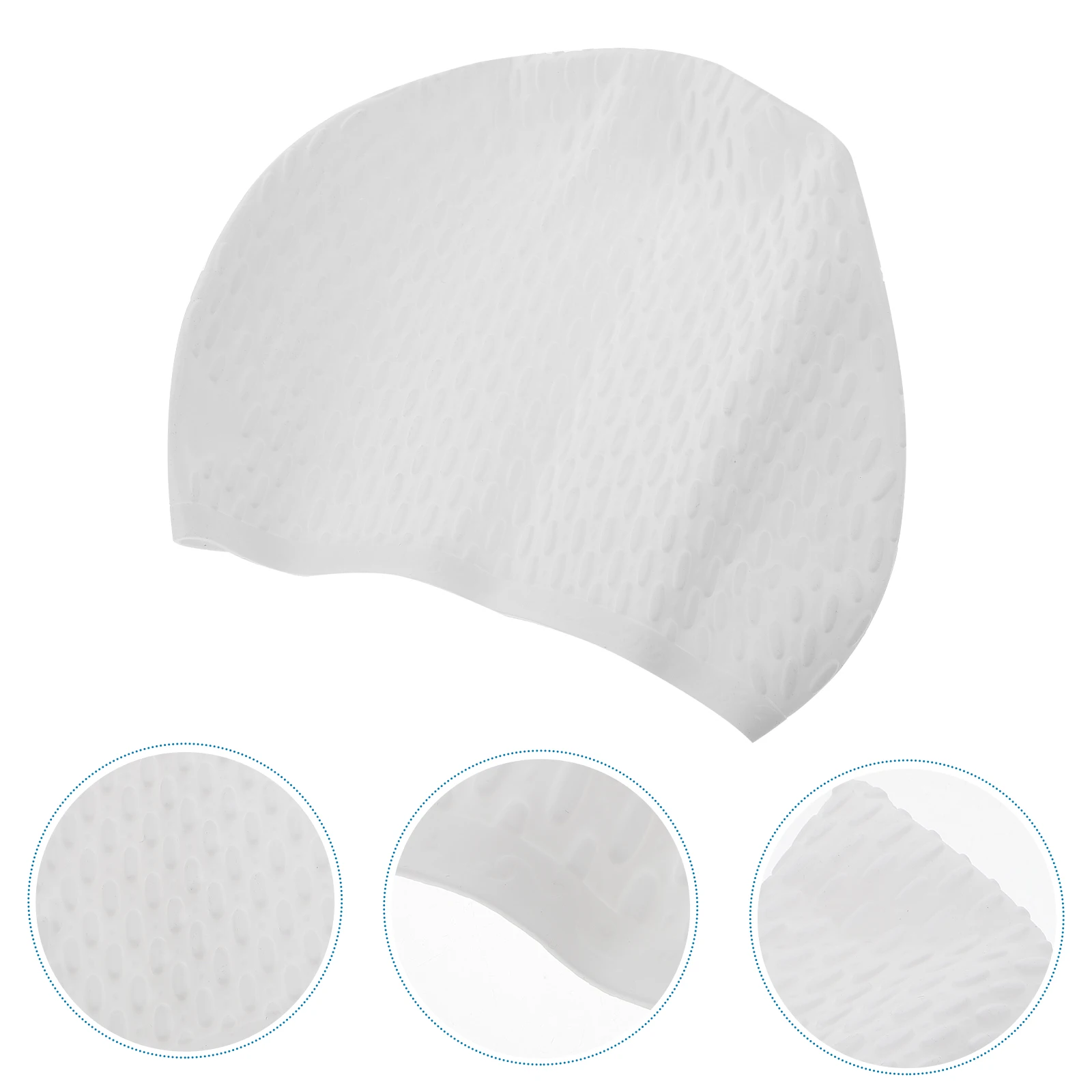 قبعة سباحة من السيليكون مقاومة للماء، قبعة سباحة مرنة طويلة لحماية الأذن، قبعة سباحة بيضاء للنساء، متينة وخفيفة الوزن