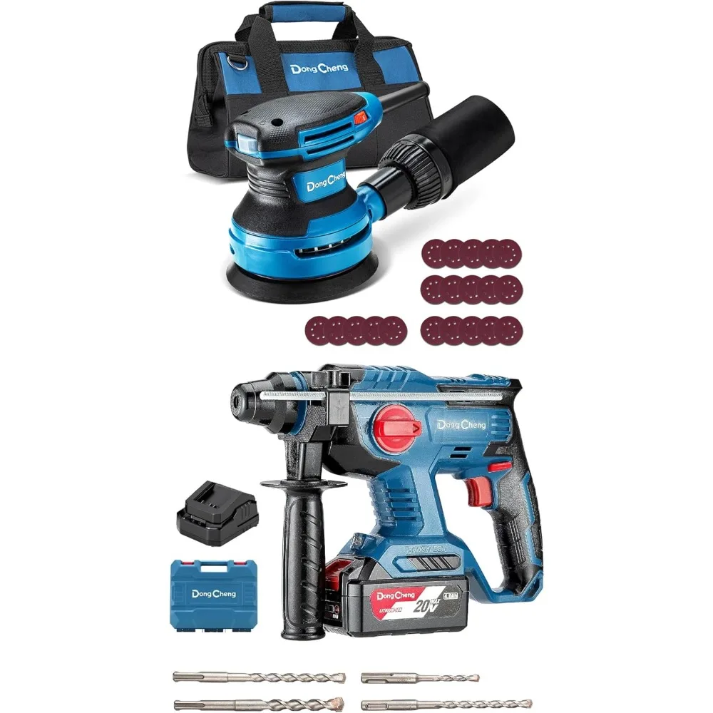 

5-Inch Random Orbital Sander 380W 12800OPM Electric Palm Sander, 20V Max Cordless Rotary Hammer Drill