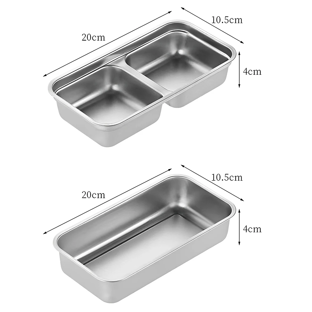 

Stainless Steel Small Snack Containers Double Compartment Condiment Containers Fruit Snack Box for Indoor Office Outdoor Travel