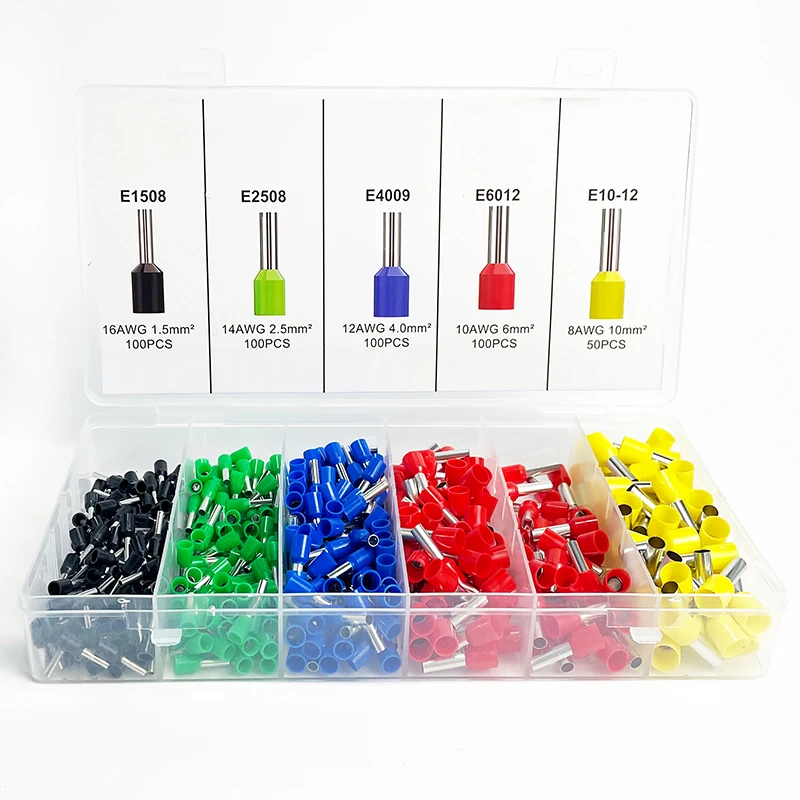 200/450/800/1250/1800/1900 قطعة أطراف أنبوبية كهربائية بأكمام وموصلات E0508 E7508 E1008 E1508