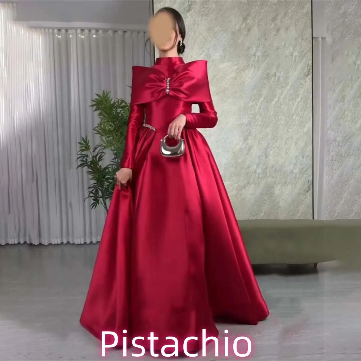 فستان حفلة موسيقية نسائي رائع مخصص ساحر بأكمام طويلة بطول الأرض فساتين سهرة بفيونكة مطرز بالخرز فستان حفلات فاخر 2025