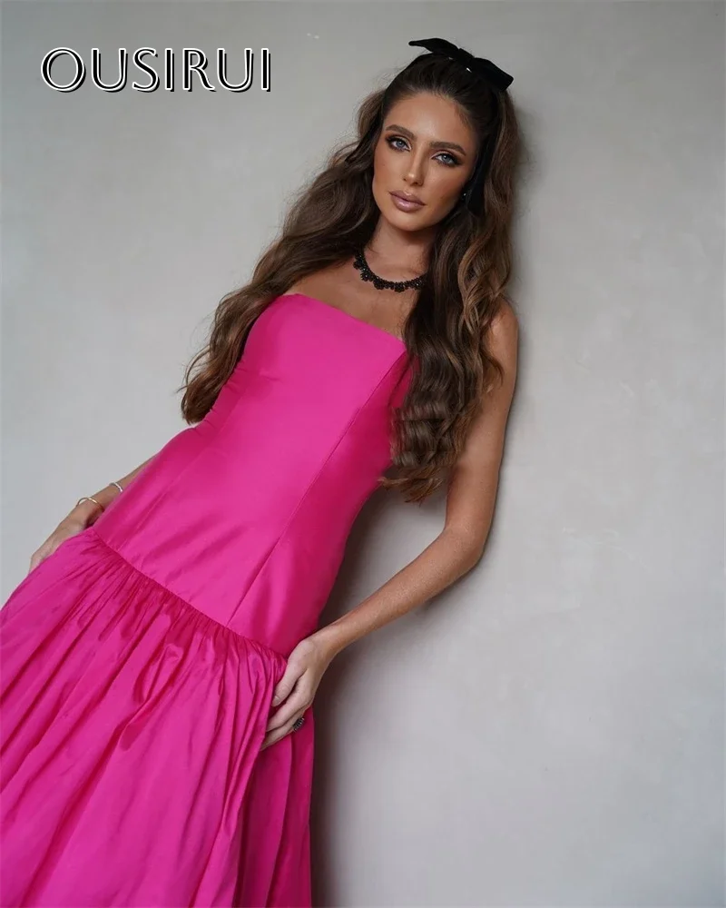 Vestidos De Noche largos elegantes De satén, Vestidos De Noche formales sin tirantes plisados sin mangas, Vestidos De Noche personalizados