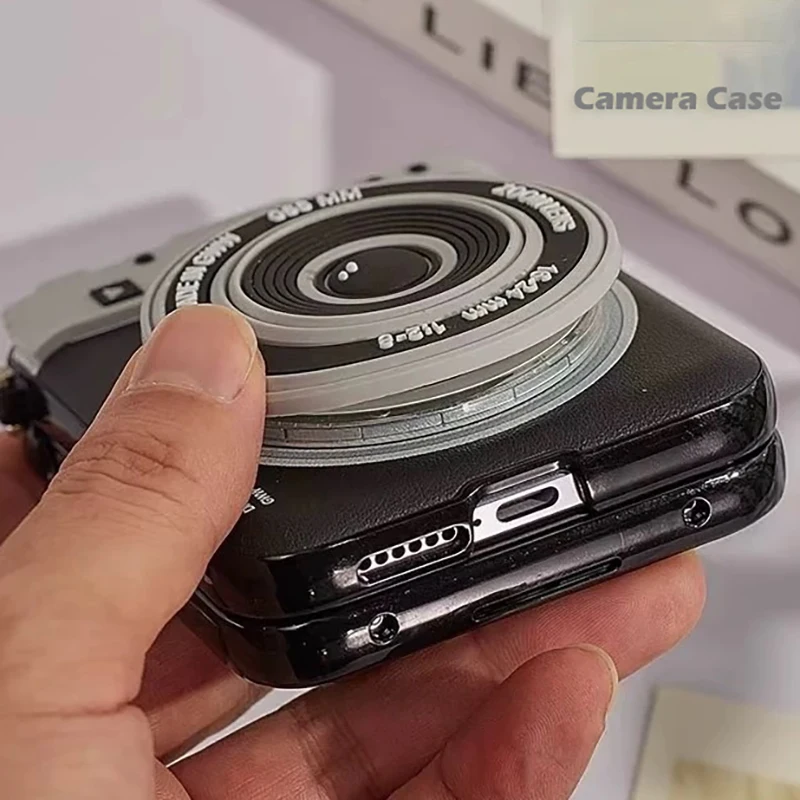 

Camera Magnetic Phone Case For Samsung Z Flip6 Z Flip5/Oppofindn2n3flip/Huaweinovaflip/p50pocket/xiaomimix flip Case with Stand