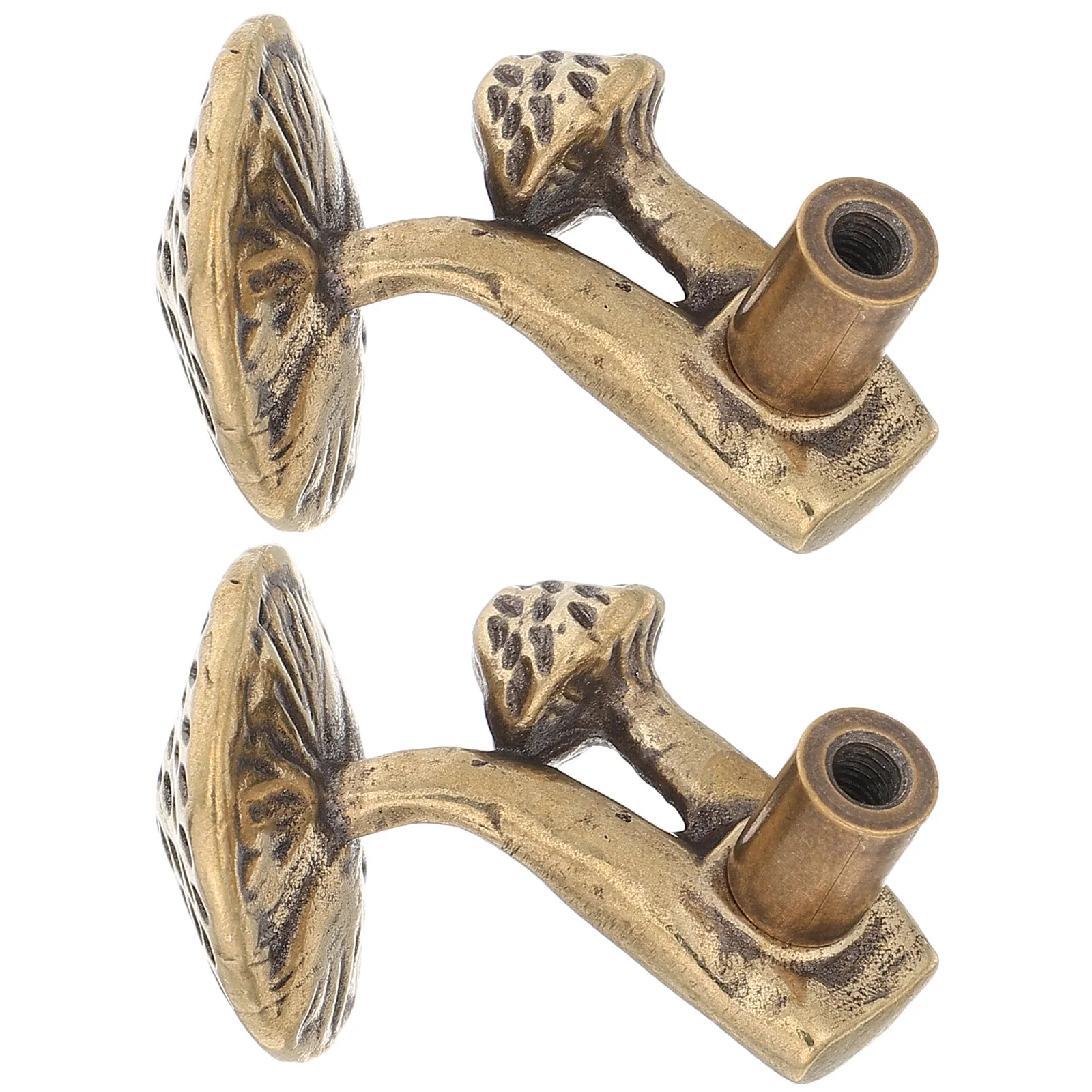 2Pcs Brass Mushroom Shaped Cabinet Knobs Decorative Drawer Pulls for Wardrobe Dresser Cupboard Vintage Furniture Hardware