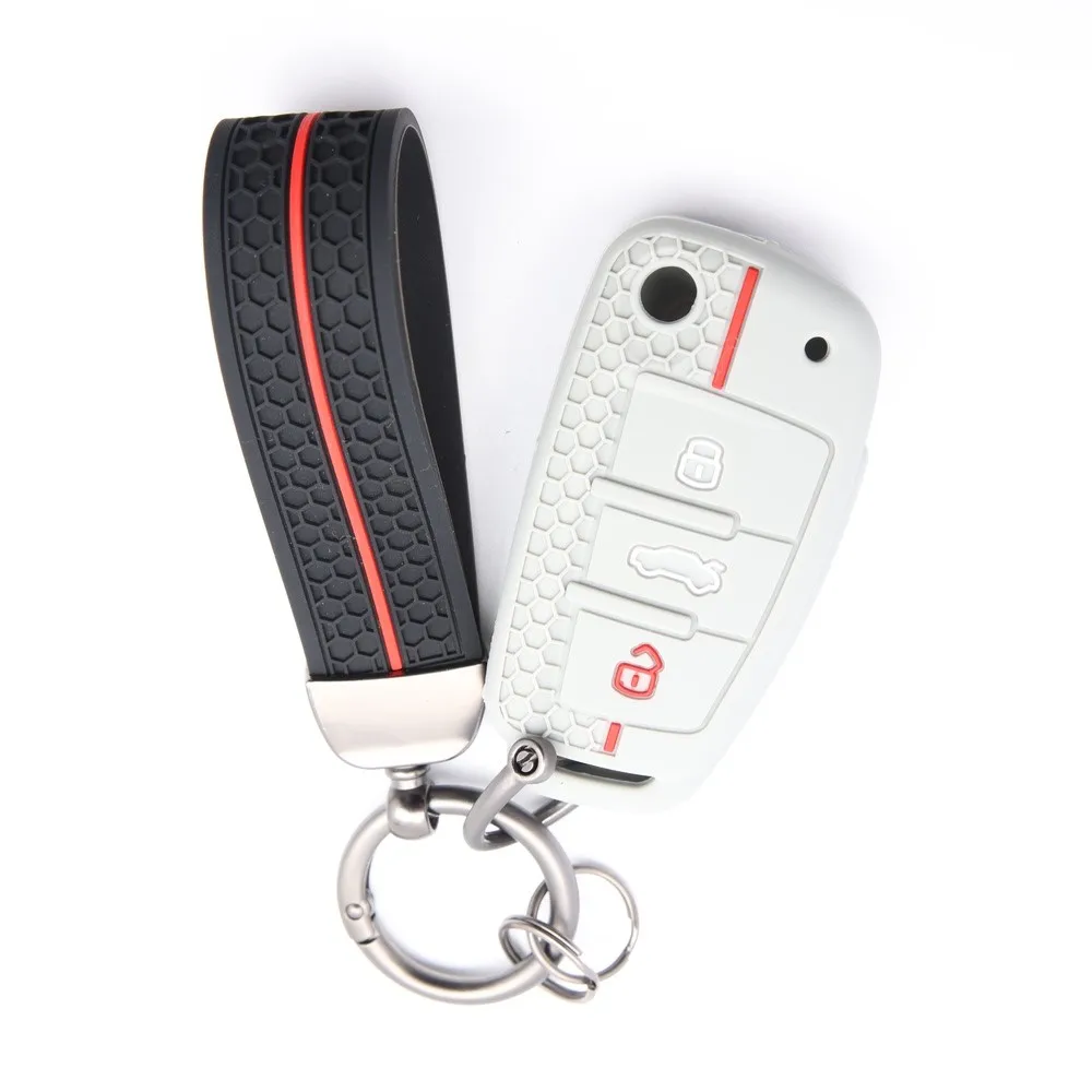 Silicone Key Case Cover Shell for Audi A4 B7 A6 C6 4f 8v A3 8p A1 A3 Accessories Auto Remote Key Holder 3 Button Jacket
