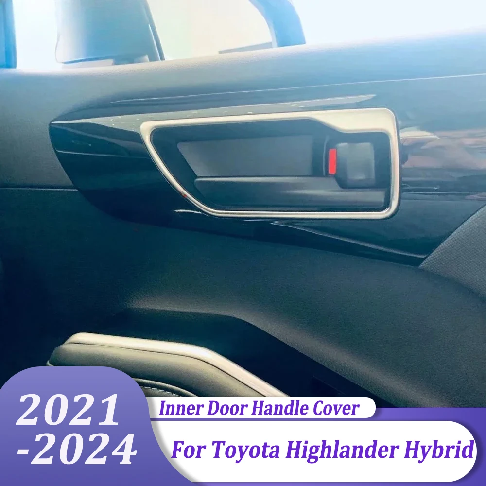 

ABS Carbon Fiber Side Door Handle Cover Trim Car Interior Accessories For Toyota Highlander Hybrid 2021 2022 2023 2024