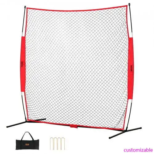 

Barricade Backstop Net, 7x7 ft Ball Sports Barrier Netting, Portable Practice Equipment with Carry Bag, Protection Screen for