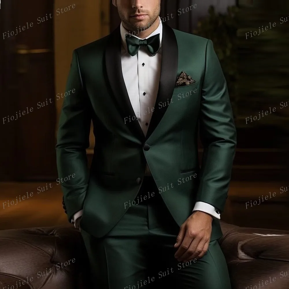 

New Satins Men Formal Occasion Prom Party Perform Tuxedos Groom Groomsman Wedding Male Suit 2 Piece Set Blazer Pants A5