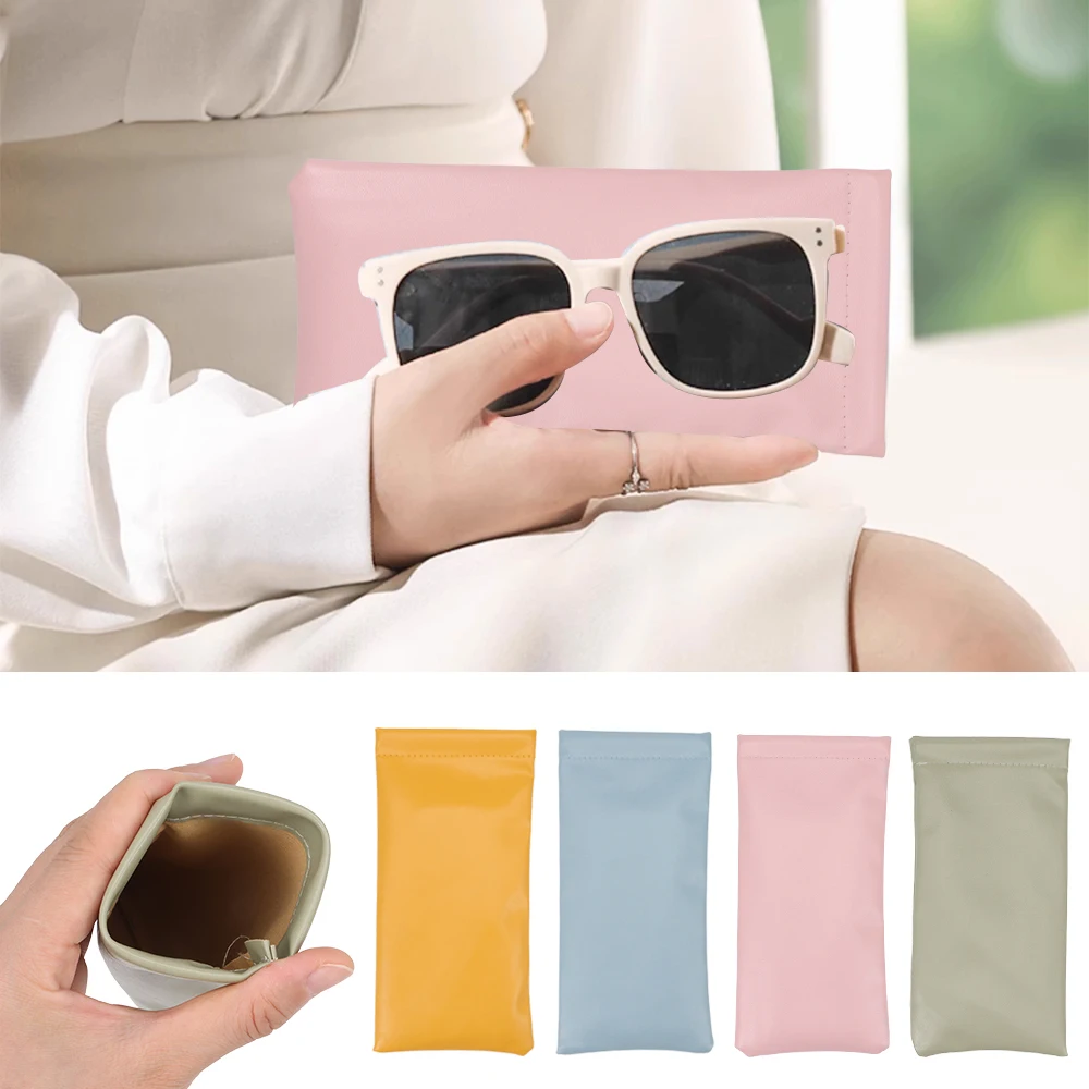 Gifts PU Sun Glasses Pouch Soft Leather Solid Eyewear Storage Bags Eyewear Accessories Simple Waterproof Bag Case