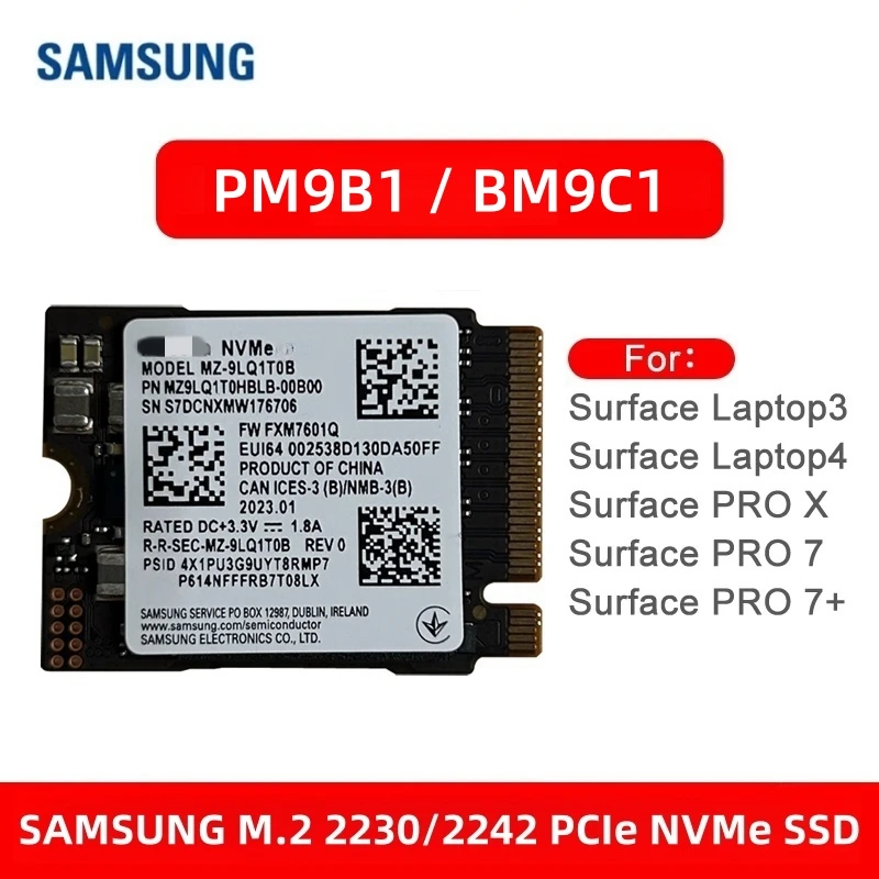 Samsung PCIe M.2 2230/2242 NVMe SSD BM9C1 512G, PM9B1 128G 256G, voor Xbox Surface Pro Steam Deck Dell HP Lenovo Laptop-OEM-pakket