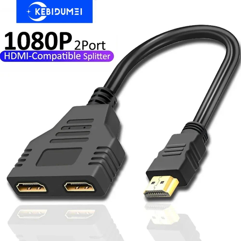 Разветвитель HDMI 1 в 2, 1080P HDMI-адаптер HDMI «папа» на 2 HDMI «мама» Адаптер для головки HD «папа-мама» Кабель для ПК, ноутбука, ТВ-приставки