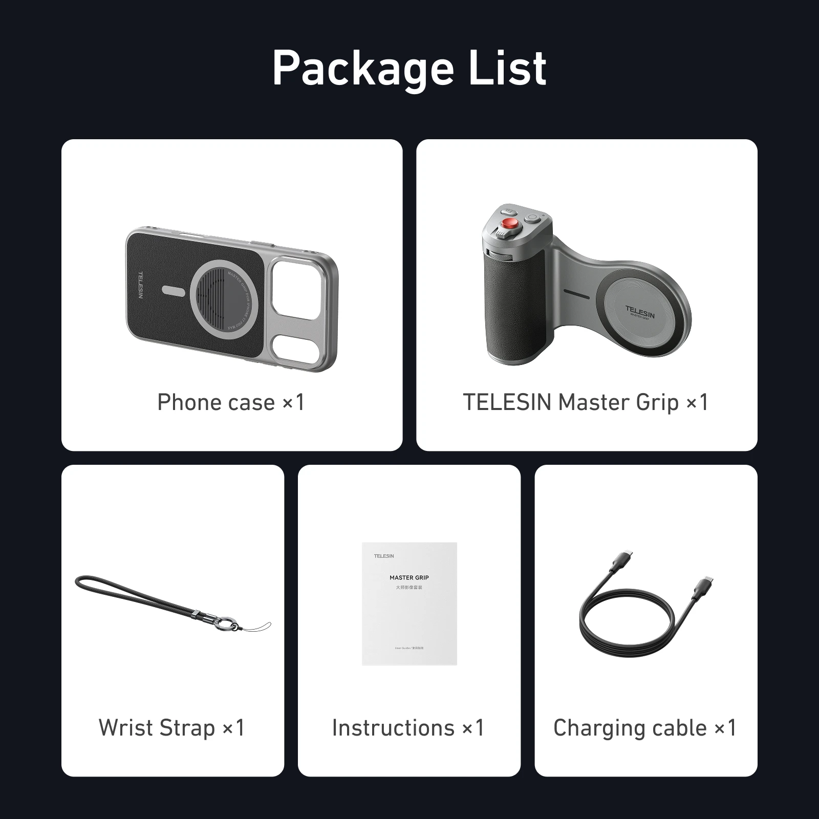 TELESIN Master Grip magnetische telefooncamerahandgreep met filterondersteuning voor iPhone 17 Pro/Pro Max Selfie Vlog