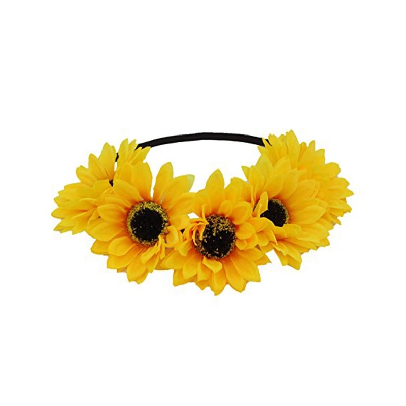 4X Floral Autumn Sunflower Crown Hair Accessories Bridal Tiara Holiday Hair With Sunflower Hair Accessories