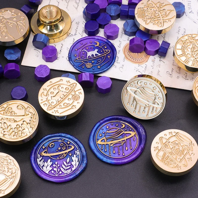 Retro Time Starry Universe Sealing Wax Stamp Head Fire Paint for Wedding Gift Packaging Scrapbooking Card DIY Envelopes Stamps