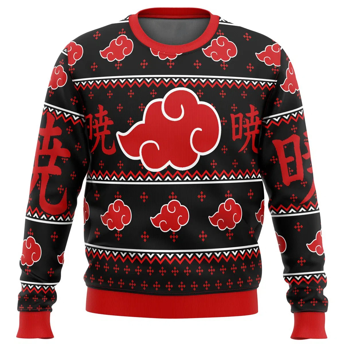 Naruto Akatsuki Symbol Red Cloud Anime Print Adult Kids Crew Neck Sweatshirt Soft Comfy Relaxed-Fit Plus Size Autumn Winter