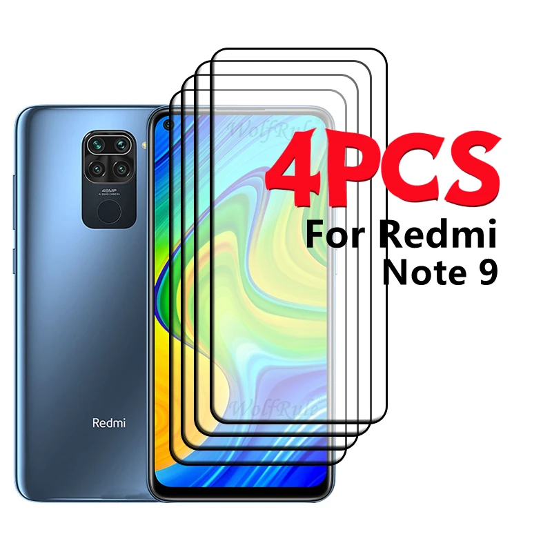 4/3/2/1PCS Full Cover Glass For Redmi Note 9 Glass Xiaomi Redmi Note 9 Glass Full Glue Cover 9H HD Screen Protector Redmi Note 9