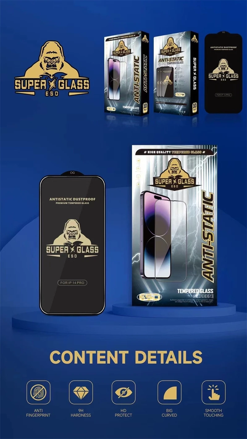 Gorilla Anti-Burst gehärtetes Glas für iPhone 15 Pro 14 13 12 11 Pro Max Displayschutzfolie iPhone X XR XS Max Schutzfolie – Detail 8