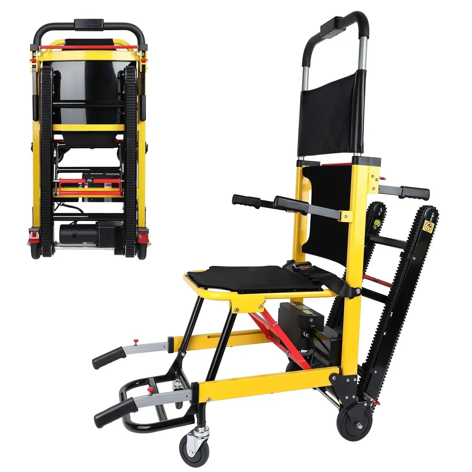 Electric Stair Climbing Chair Foldable Emergency Stair Lift  with Battery Operated for Elderly Disabled 440 lbs Load