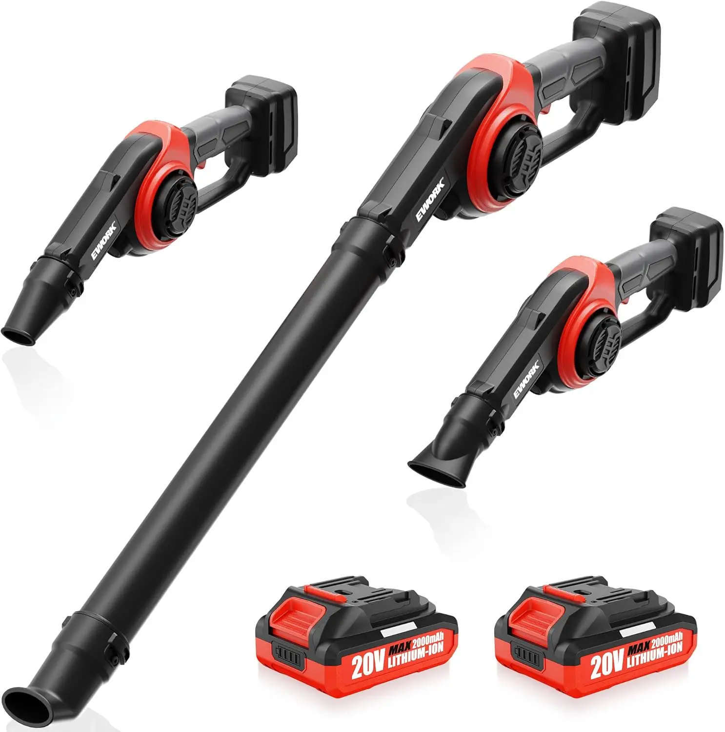 

20V Cordless Leaf Blower, 130CFM & 200MPH, 2x2.0Ah Batteries & Charger, Lightweight for Lawn Care