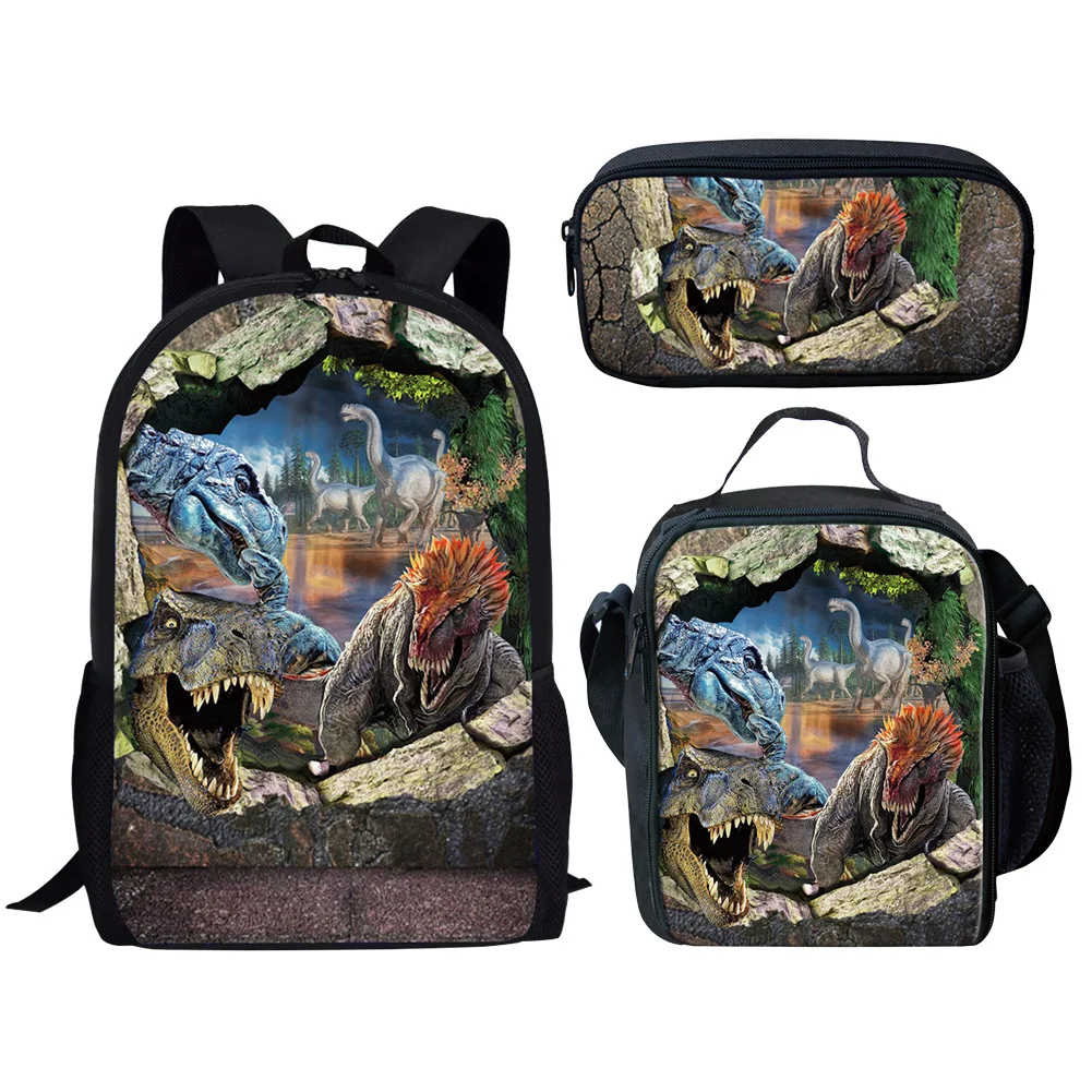 2026 Harajuku Novelty Horse Husky Tiger 3pcs/Set Backpack 3D Print School Student Bookbag Anime Laptop Daypack Lunch Bag Pencil