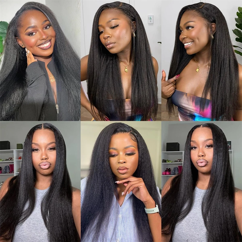 Kinky Straight Human Hair Bundles Brazilian Yaki Straight Hair Extension Virgin Human Hair Weave 1/3/4 Bundle For Quicky Weaving image 6